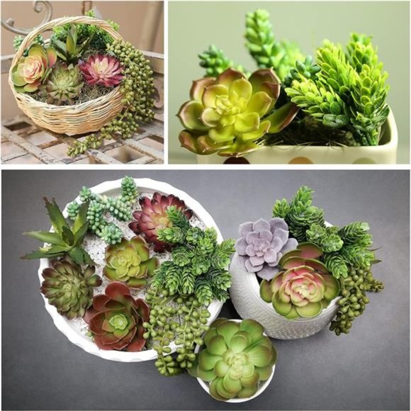 Succulents Plants Artificial 14Pcs Premium Artificial Succulents Unpotted Fake - Picture 2 of 6